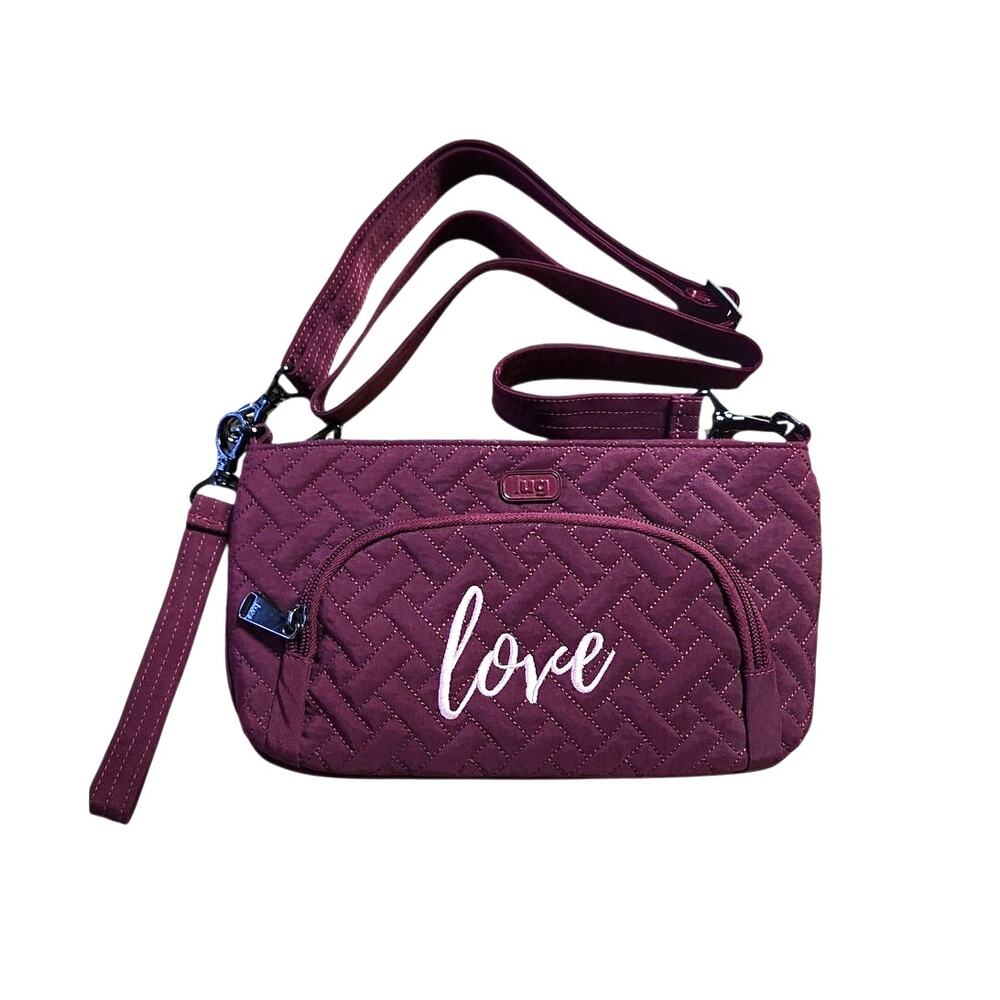 NEW Lug Flyer 4 in 1 RFID Crossbody Waist Wristlet Clutch Purple Love Bag Purse